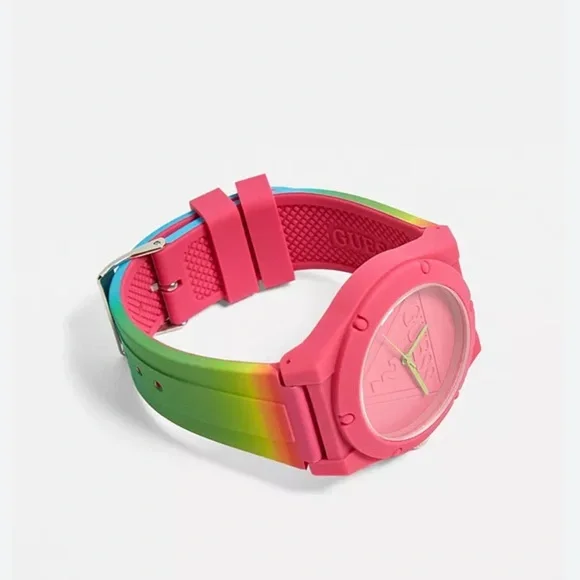 GUESS Casual Lifestyle Pink Rainbow Watch - Picture 1 of 9
